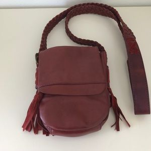 Nordstrom Leather Burgundy Fringe Crossbody